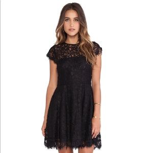 Rhianna' Illusion Yoke Lace Fit & Flare Dress